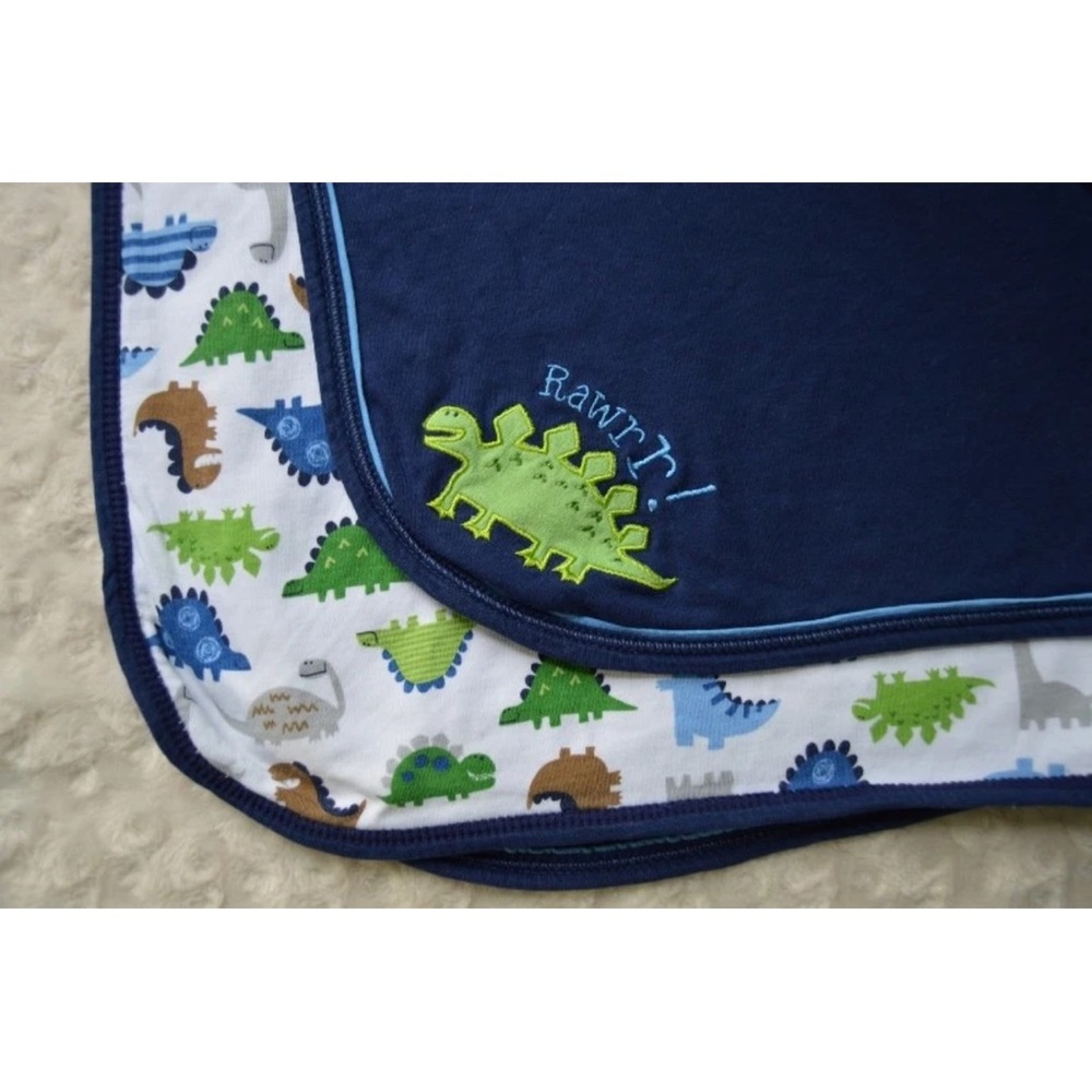 Baby 8 Dinosaur Blanket Blue Green White Dino Rawrr! Security Lovey